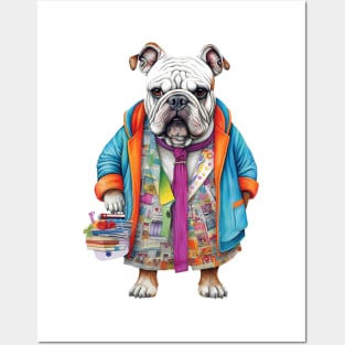 Bulldog Lover Gifts, Whimsical and Colorful Painting Bulldog Posters and Art